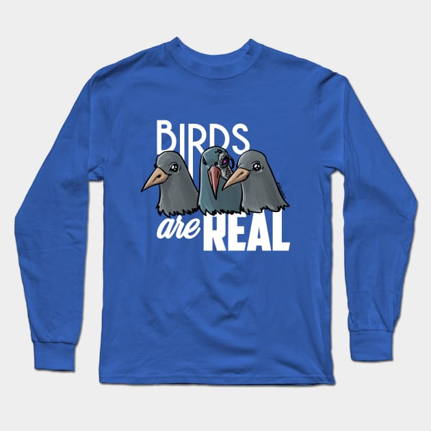 Birds Are Real - White Long Sleeve T-Shirt by theJarett